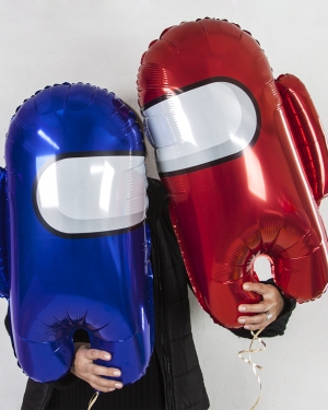 Фольгированные фигуры космонавтики синий и красный Amog us, Амонг ас