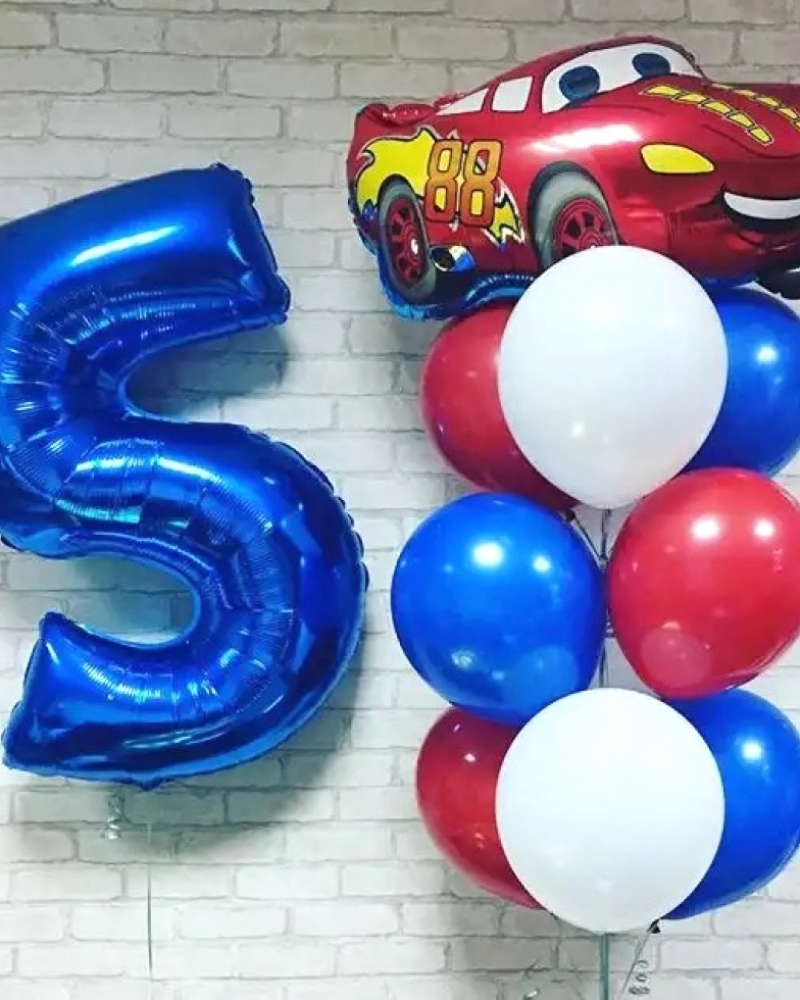 Композиция из шаров Тачки с цифрой