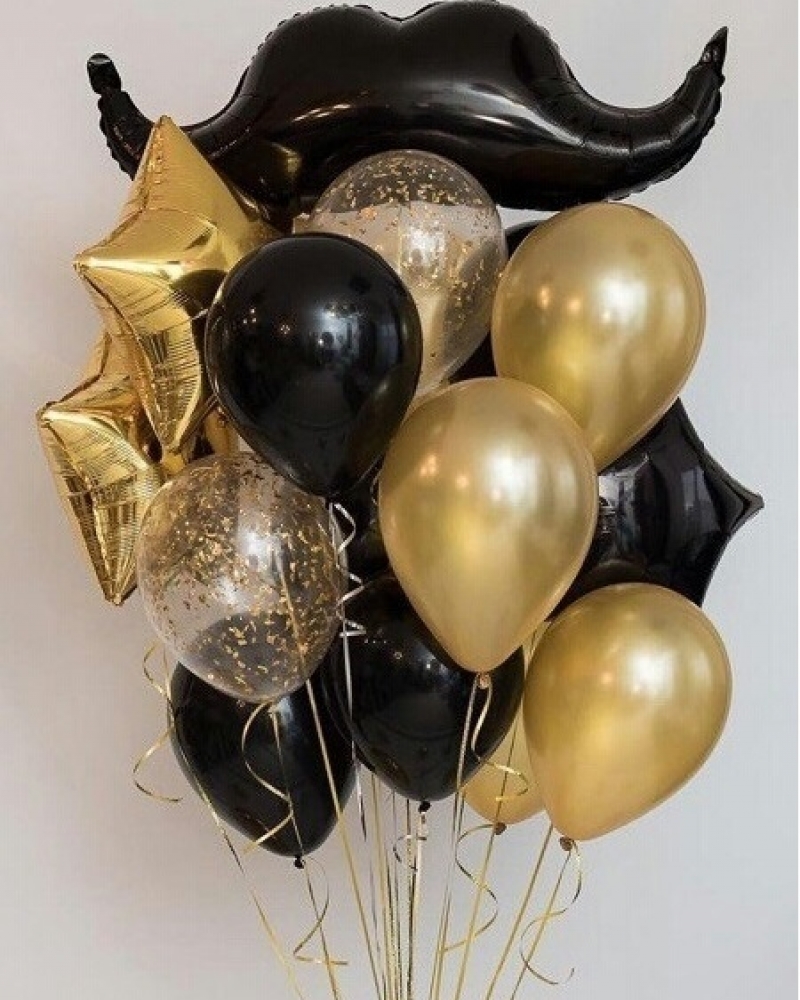 Фонтан из шаров Усы в золоте