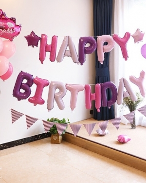 Фольгированная надпись Happy Birthday для девочки