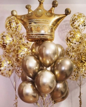 Сет воздушных шаров Корона в золоте