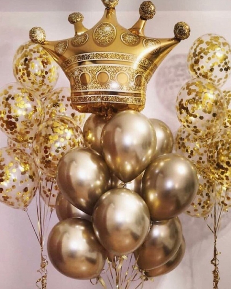 Сет воздушных шаров Корона в золоте