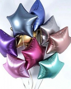 Фольгированные шары звезды матовые без рисунка ассорти
