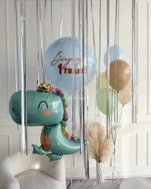 Шары мальчику на 1 годик с динозавром