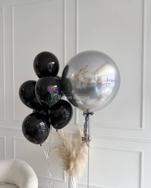 Шары мужчине на день рождения "Черное серебро"