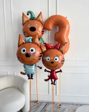 Шары Три кота для мальчика на день рождения