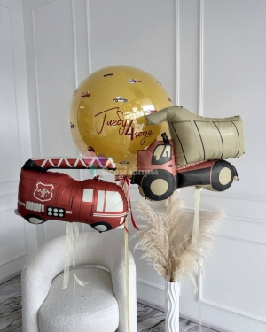 Шар Баблс мальчику на день рождения с машинами