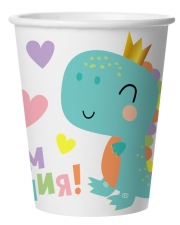 Стаканы (250 мл) Динозаврик в короне, 6 шт.