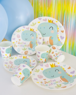 Стаканы (250 мл) Динозаврик в короне, 6 шт.