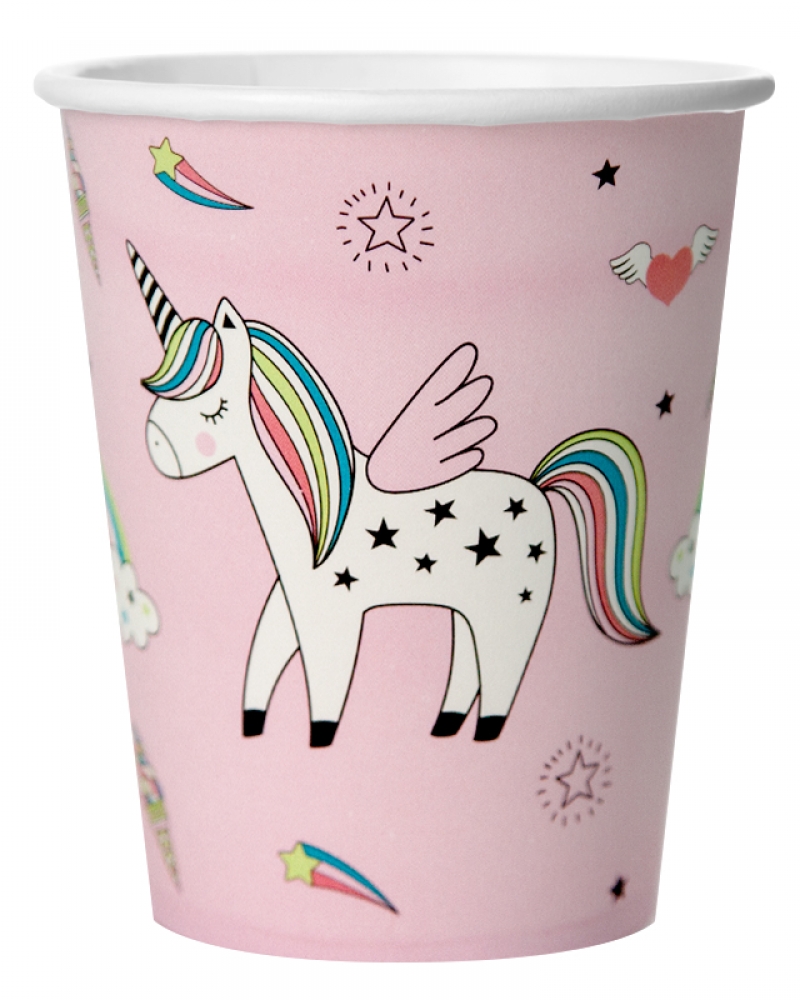 Стаканы (250 мл) Радужный единорог, Розовый, 6 шт.