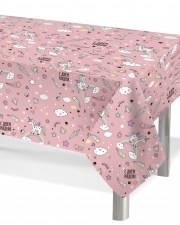 Скатерть одноразовая, Радужный единорог, Розовый, 120*180 см, 1 шт.