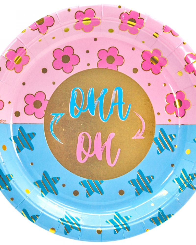 Тарелки 23 см Гендер Пати, Голубой/Розовый, 6 шт.