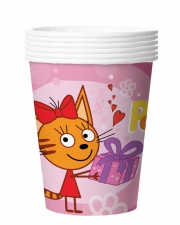 Стаканы (250 мл) Три Кота, Розовый, 6 шт.