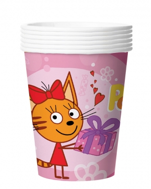 Стаканы (250 мл) Три Кота, Розовый, 6 шт.