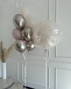 Шары для девочки на день рождения с большим шаром и надписью