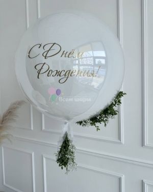 Шары для девушки на день рождения с баблс шаром и зеленью