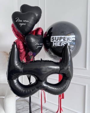 Шары для мальчика на день рождения с маской супергероя