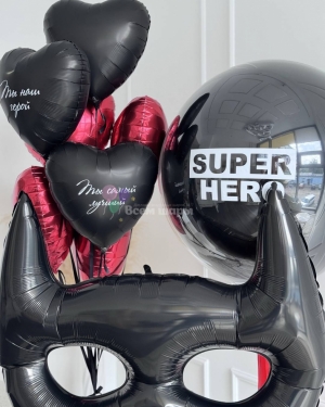 Шары для мальчика на день рождения с маской супергероя