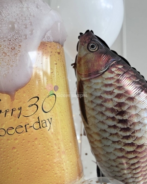 Шары для мужчины на день рождения с пивом и рыбой