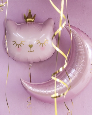 Набор шаров Котенок Принцесса и Месяц, Розовый