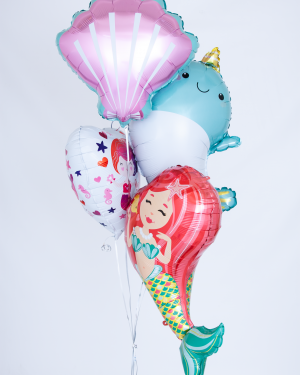 Букет шаров с Русалочкой и Морской ракушкой