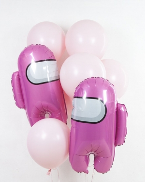 Набор шаров Космонавтик Among Us Среди нас Розовый 
