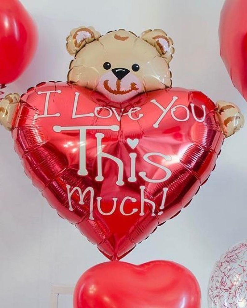 Шар Сердце Медвежонок с большим сердцем