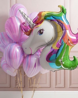 Шарики "Розовый агат и единорог"