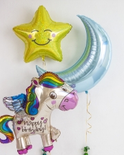 Набор шаров Радужный единорог, звезда и полумесяц