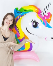 Шар 3D Фигура на подставке Радужный единорог, Розовый