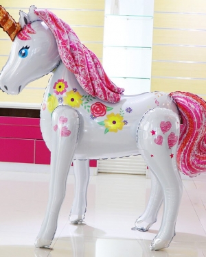 Шар Фигура из фольги Цветочный единорог 130 см