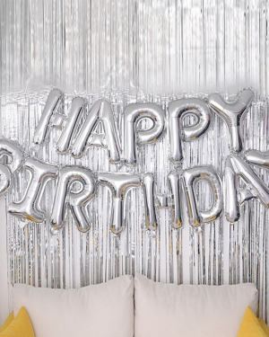 Шары буквы Happy Birthday, Серебро