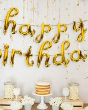 Набор шаров-букв из фольги Мини-Надпись Happy Birthday (курсив), Золото