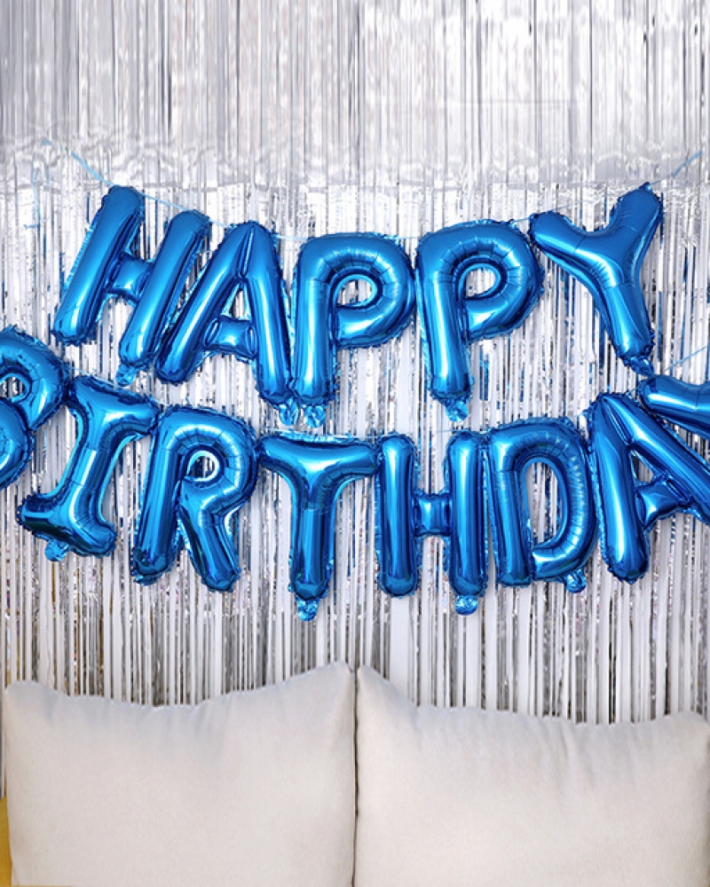 Набор шаров-букв Мини-Надпись Happy Birthday, Синий