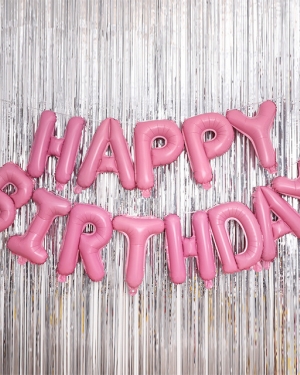 Шары Буквы Розовая Надпись Happy Birthday