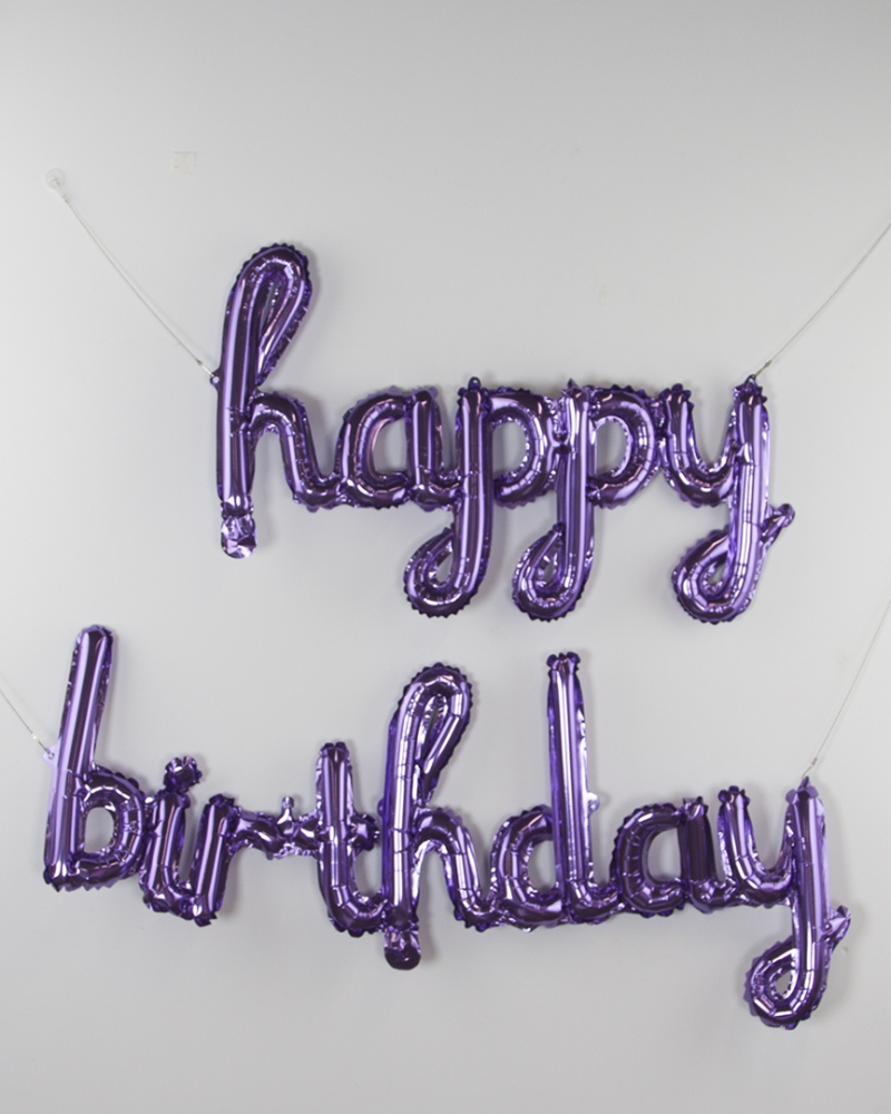 Набор шаров Мини-Надпись Happy Birthday, Сиреневый