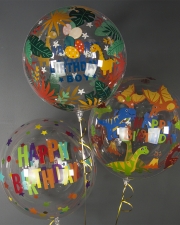 Шар с клапаном Deco Bubble, Динозаврики, Прозрачный