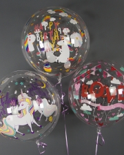 Шар с клапаном Deco Bubble, Единороги, Прозрачный