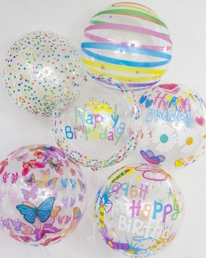 Шары Bubbles, Радужные с рисунком, Ассорти