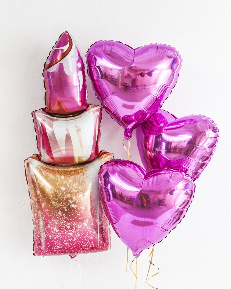 набор шаров Помада и Сердца, Розовый пион