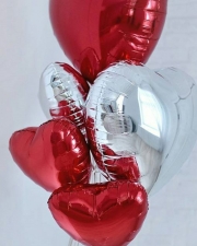 Фольгированные шары Сердце, Серебро и Красный