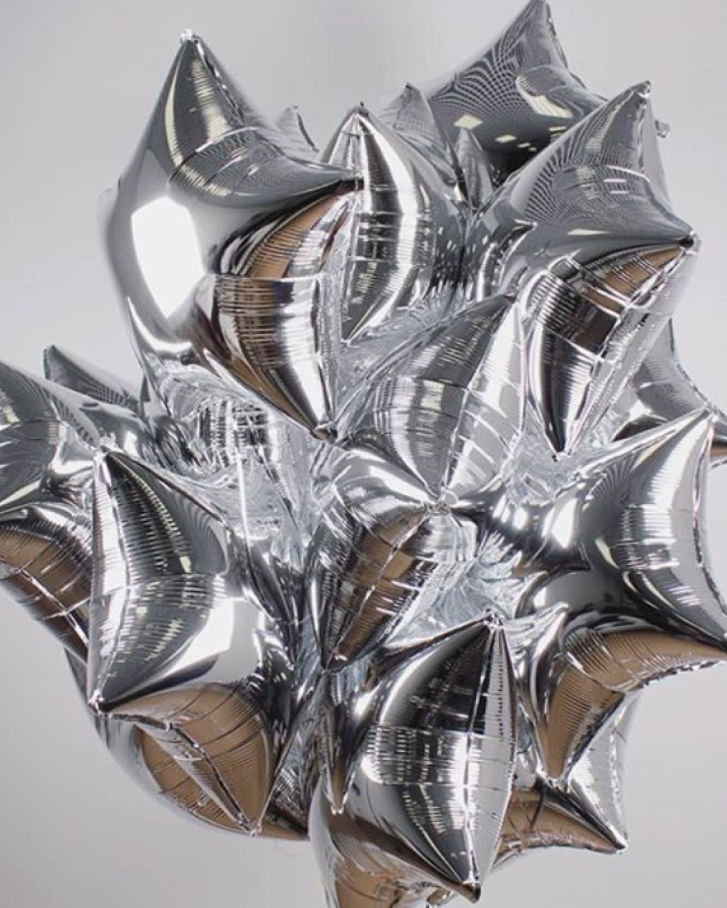 Букет шаров Звезда Серебро