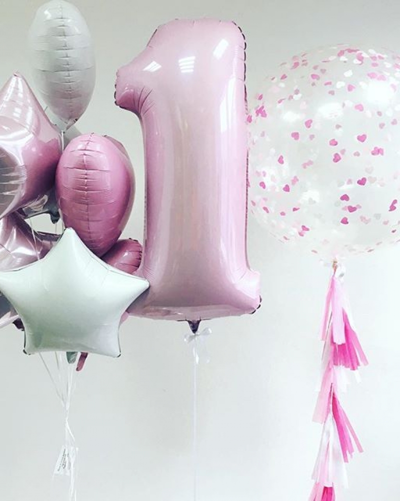 Шары "Розовый Макарунс" на годик