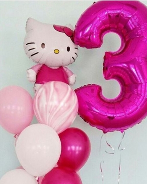 Шары "Поздравление от Хеллоу Китти на 3 года"