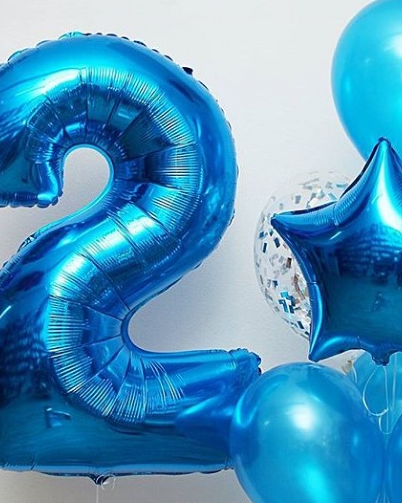 Шары Цифра 2 и мини букет