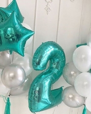 Фонтаны шаров Звезды Тиффани с цифрой