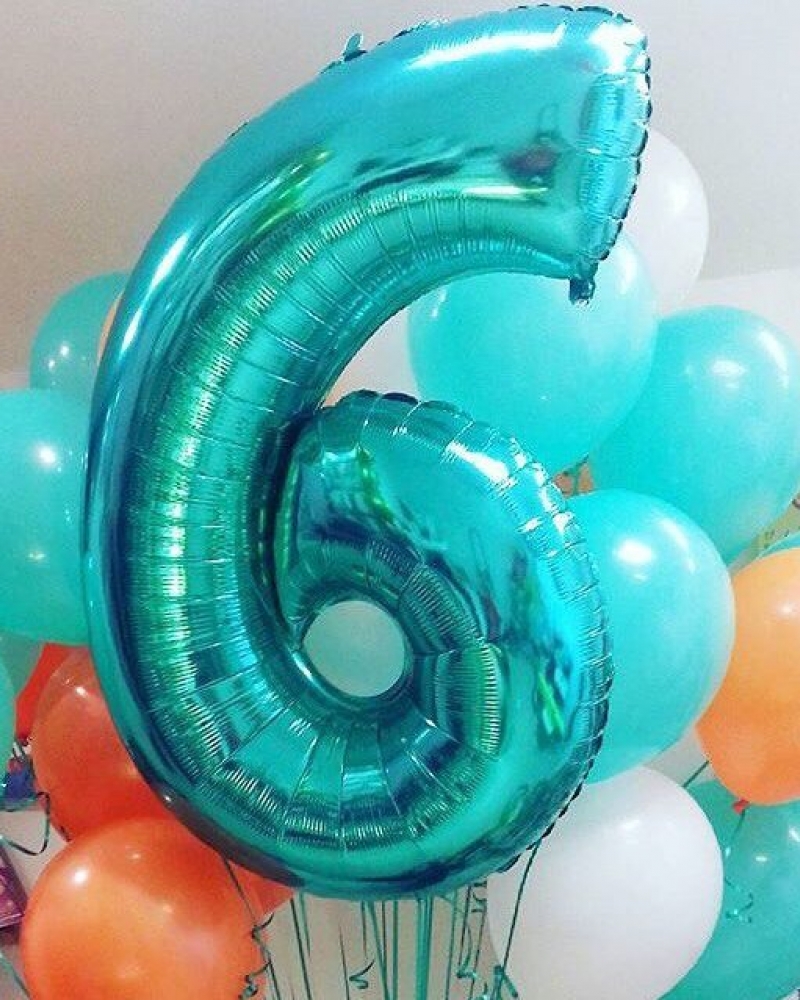 Фонтан шаров "Тиффани с цифрой 6"