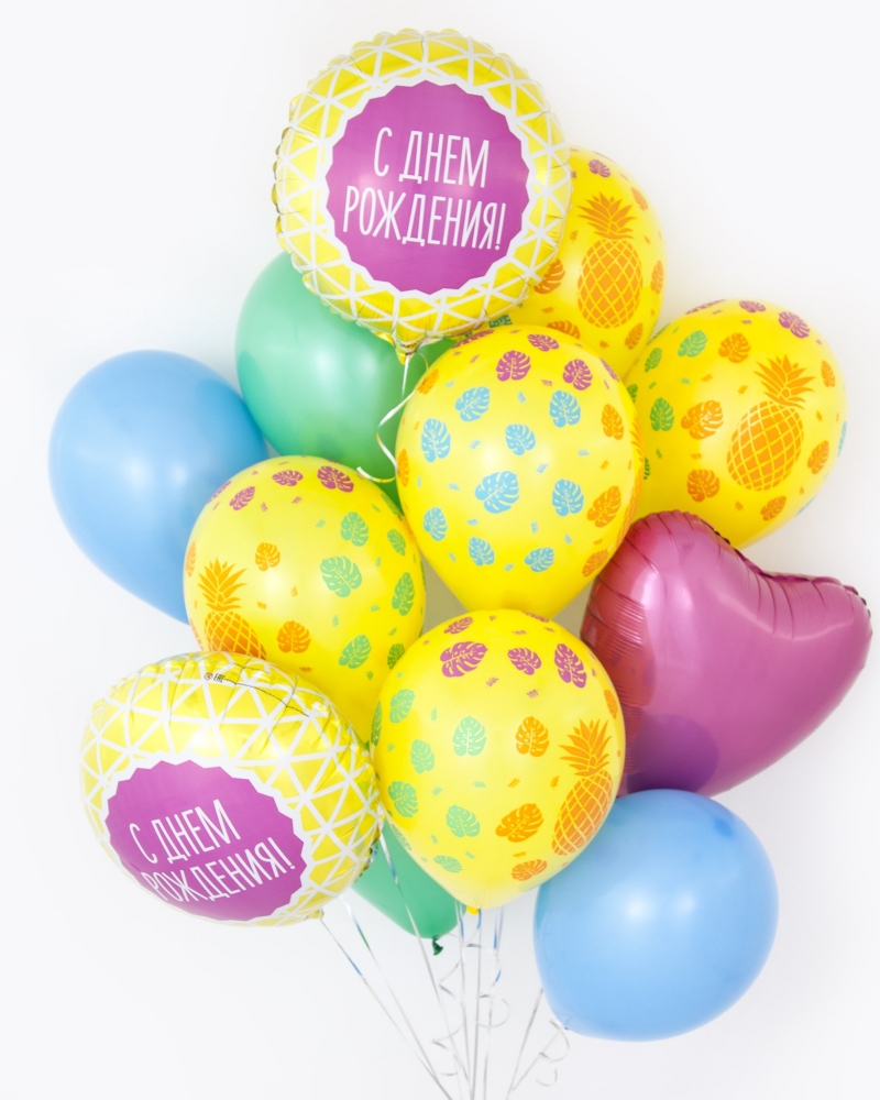 Облако шаров Тропические растения на День Рождения