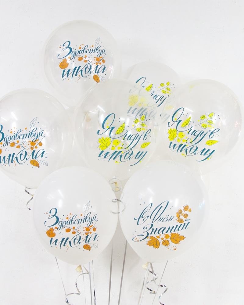 Воздушный Шар С Днем Знаний, Белый,Прозрачный