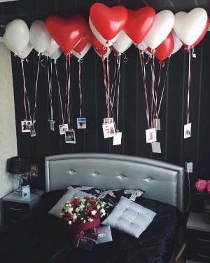 Шары сердце под потолок с фотографиями